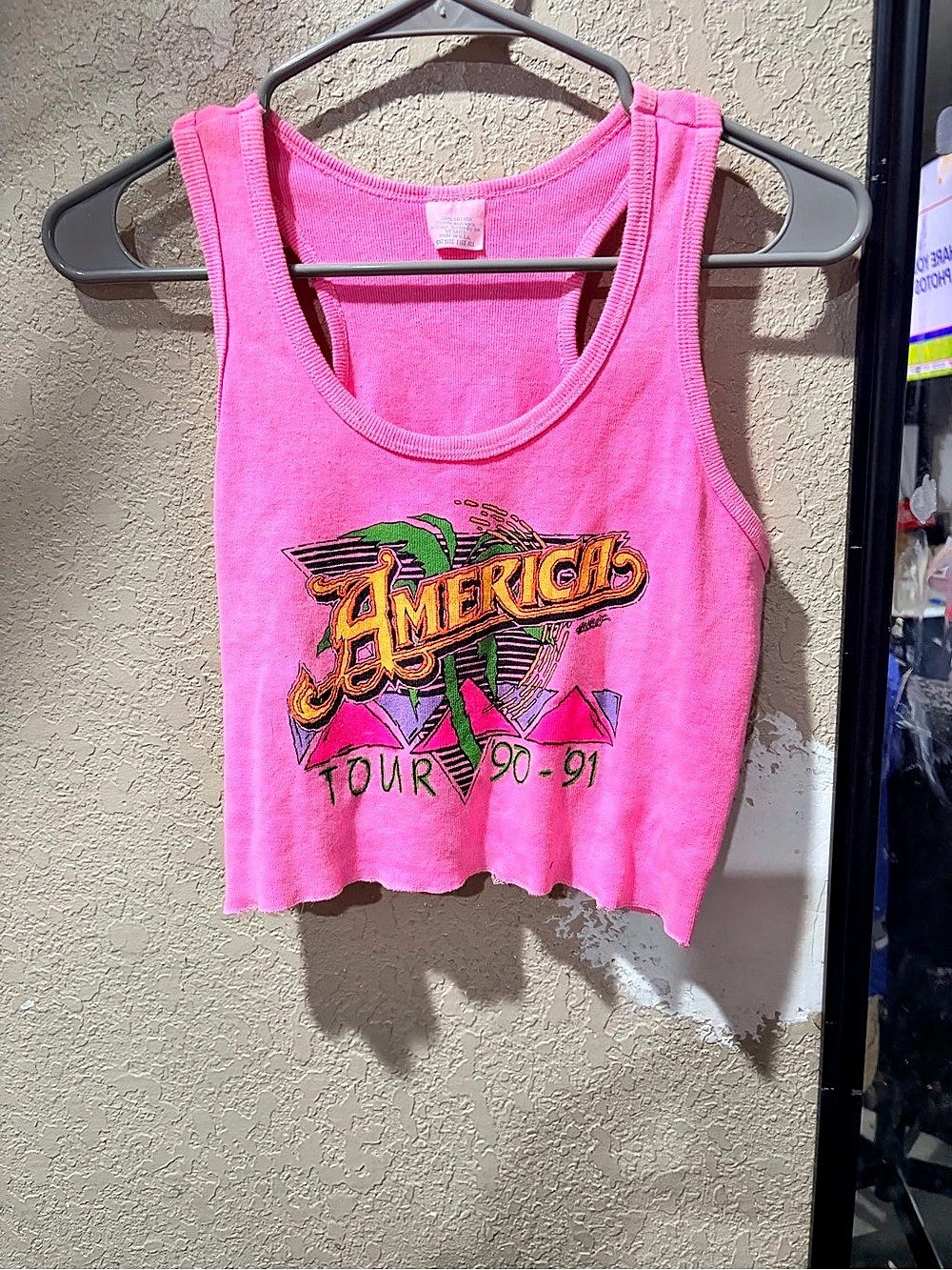 Generic American Tour 90-91 graphic tank top Graphic Tank Top in Pink